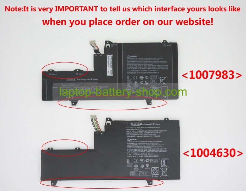 Hp OM03XL, HSTNN-IB70 11.55V 4935mAh original batteries - Click Image to Close