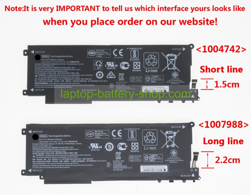 Hp HSTNN-DB7P, DN04XL 15.4V 4546mAh original batteries - Click Image to Close