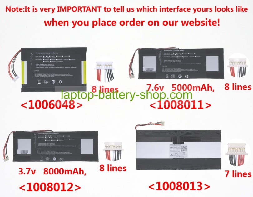 Yepo 3780185 7.6V 5000mAh replacement batteries - Click Image to Close