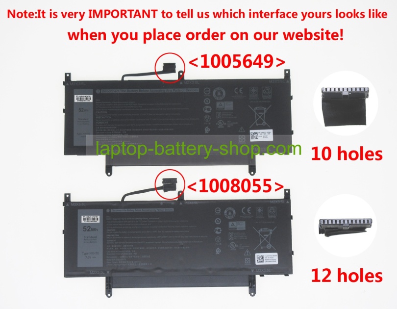 Dell NTHT0, 08NFC7 7.6V 6840mAh original batteries - Click Image to Close