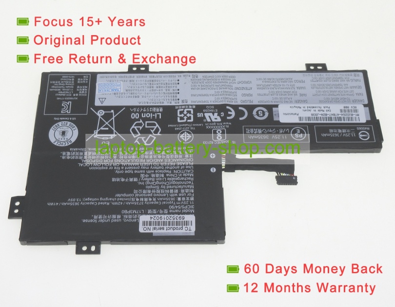 Lenovo 5B10Q13163, L17L3PB0 11.4V 3690mAh original batteries - Click Image to Close