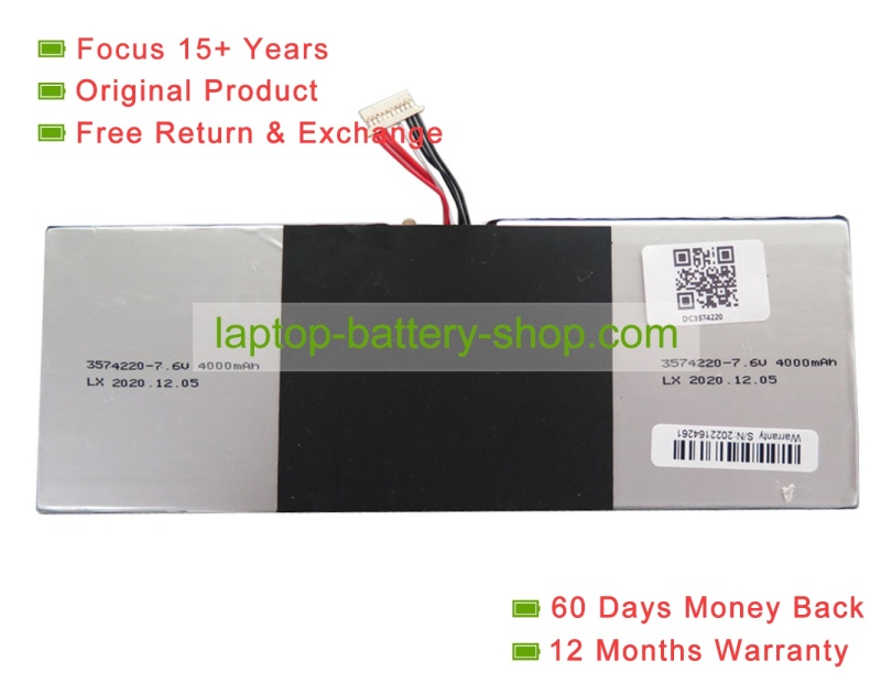 Rtdpart 3574220 7.6V 4000mAh original batteries - Click Image to Close