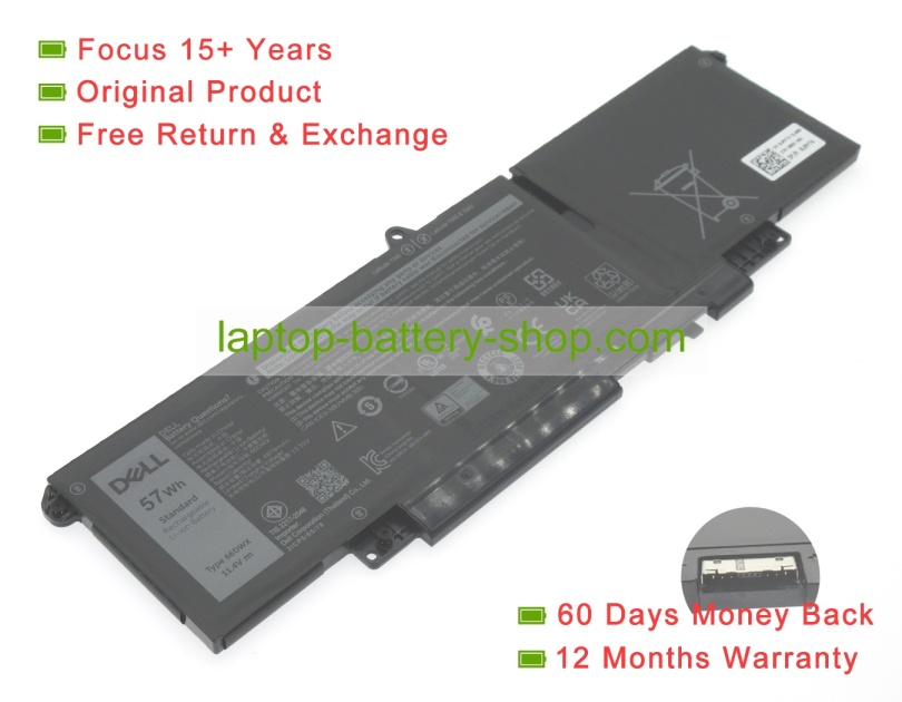 Dell 66DWX, 0HYH8 11.4V 4870mAh original batteries - Click Image to Close