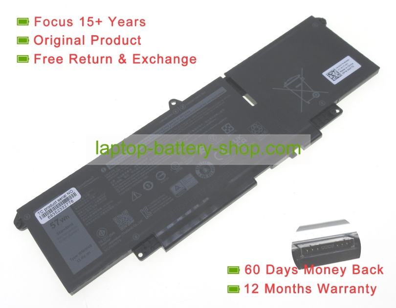 Dell 047T0, WW8N8 11.4V 4870mAh original batteries - Click Image to Close