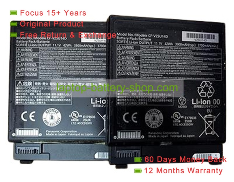 Panasonic CF-VZSU14D, CF-VZSU14B 11.1V 3900mAh original batteries - Click Image to Close