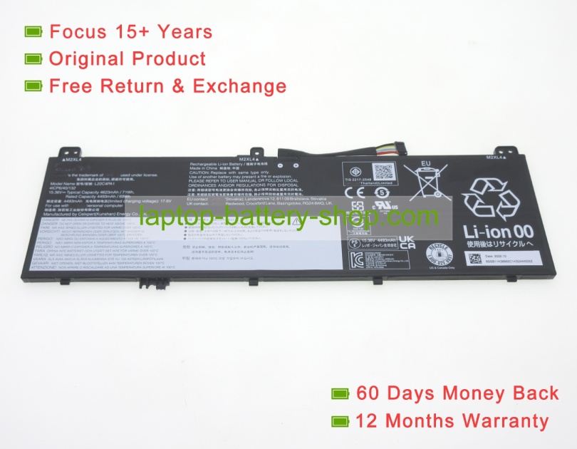 Lenovo L22C4PA1, L22L4PA1 15.36V 4623mAh original batteries - Click Image to Close