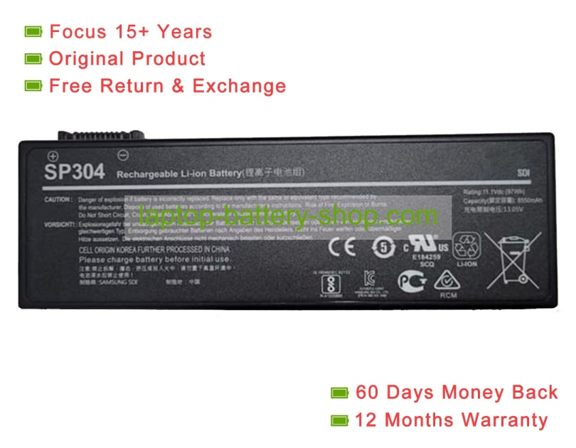 Samsung SP304 11.1V 8739mAh original batteries - Click Image to Close
