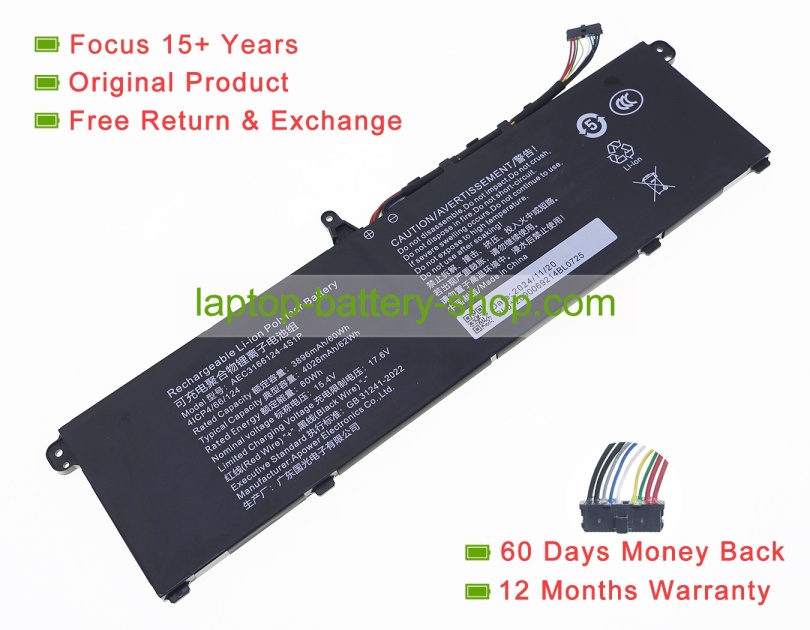 Rtdpart 3166124, AEC3166124-4S1P 15.4V 4026mAh original batteries - Click Image to Close