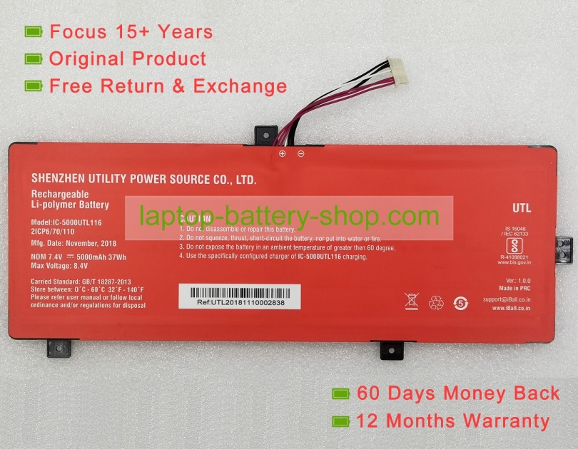 Other IC-5000UTL116, 5000UTL116 7.4V 5000mAh original batteries - Click Image to Close