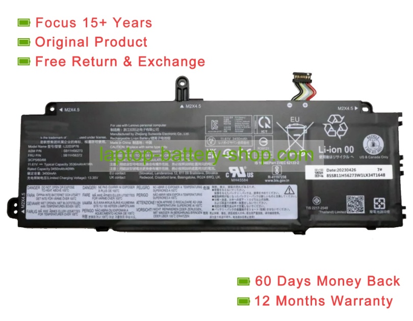 Lenovo L22D3P76, L22C3P76 11.61V 3536mAh original batteries - Click Image to Close