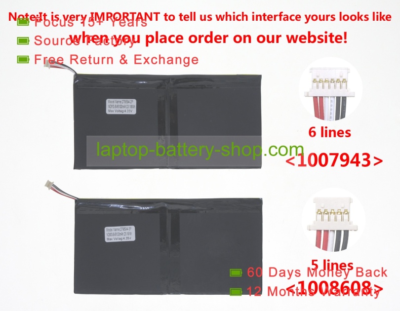 Acer PR-279594N, 1ICP3/95/94-2 3.7V 6100mAh replacement batteries - Click Image to Close