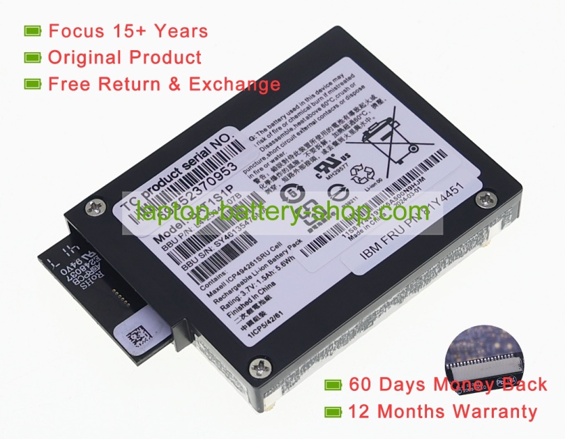 Ibm BAT1S1P, 43W4342 3.7V 1500mAh original batteries - Click Image to Close