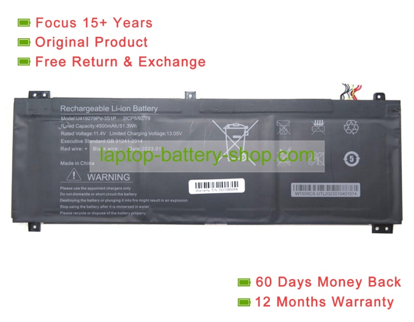 Rtdpart U419279PV-3S1P, 419279 11.4V 4500mAh original batteries - Click Image to Close