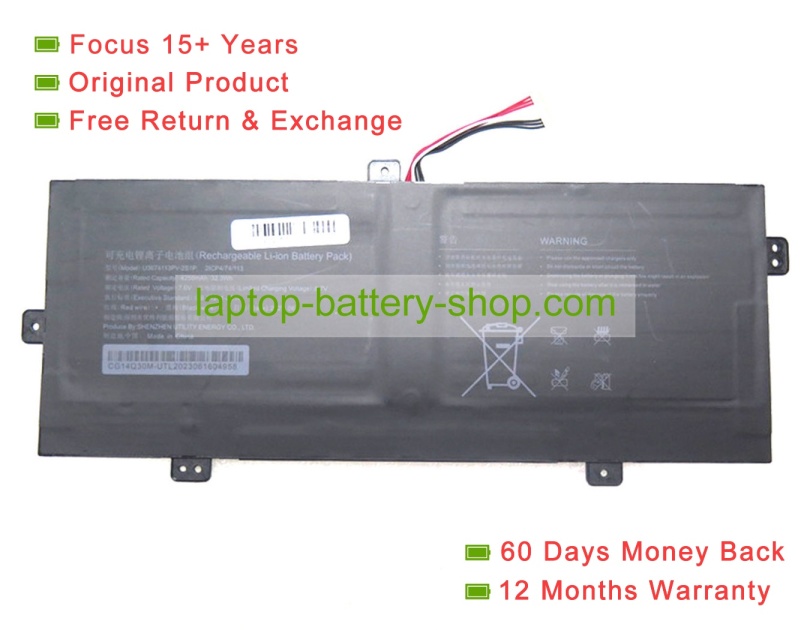 Rtdpart U3674113PV-2S1P 7.6V 4250mAh original batteries - Click Image to Close