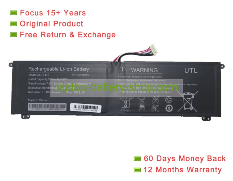 Rtdpart UTL-1415 7.6V 5000mAh original batteries - Click Image to Close