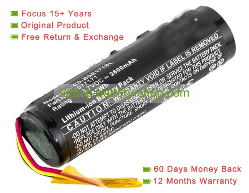 Bose 077171, CS-BSE171SL 3.7V 2600mAh original batteries - Click Image to Close