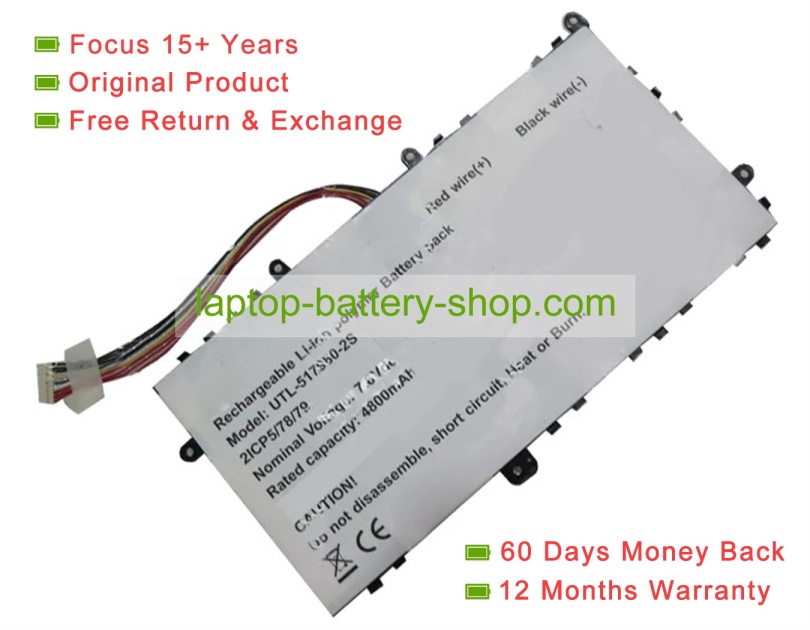 Rtdpart UTL-517980-2S, 517980 7.6V 4800mAh original batteries - Click Image to Close