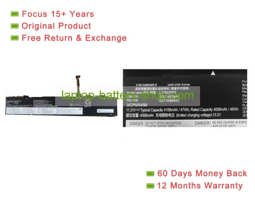 Lenovo L22C3PF8, SB11K86442 11.31V 4156mAh original batteries - Click Image to Close