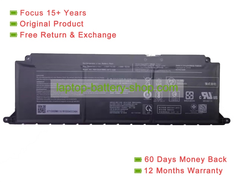 Dynabook PS0132NA1BRS 11.55V 3950mAh original batteries - Click Image to Close