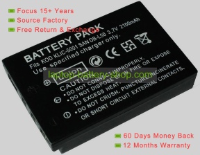 Sanyo DB-L50, DB-L50AU 3.7V 2100mAh replacement batteries
