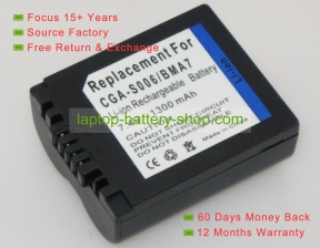 Panasonic CGA-S006, DMW-BMA7 7.4V 1200mAh replacement batteries