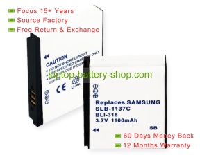 Samsung SLB-1137C 3.7V 1100mAh replacement batteries