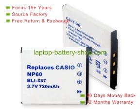 Casio NP-60, BC-60L 3.7V 750mAh replacement batteries