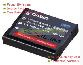 Casio NP-130, NP-130A 3.7V 1800mAh replacement batteries