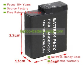 Gopro AHDBT-501, AHDBT-701 3.85V 1250mAh replacement batteries